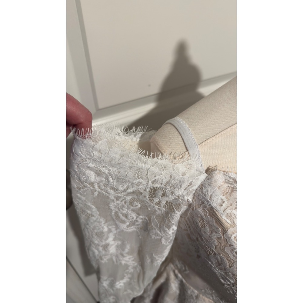 White Lace Off Shoulder Corset Back Mini Dress Gla Party Sexy Wedding Rehearsal - Picture 8 of 10